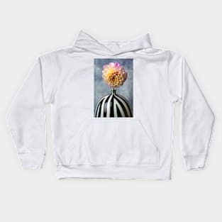 Striped Vase With Pink White Dahlia Kids Hoodie